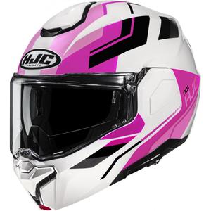 Flip-up motorcykelhjelm HJC i101 Krone MC8 hvid-pink-sort