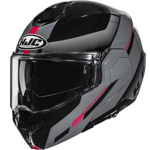 Flip-up motorcykelhjelm HJC i101 Mira MC1 sort-grå-rød
