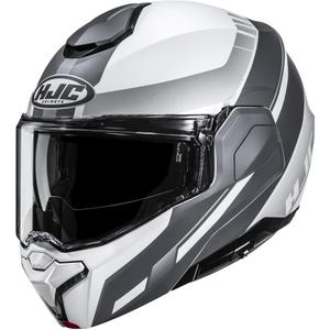 Flip-up motorcykelhjelm HJC i101 Mira MC10SF hvid-grå