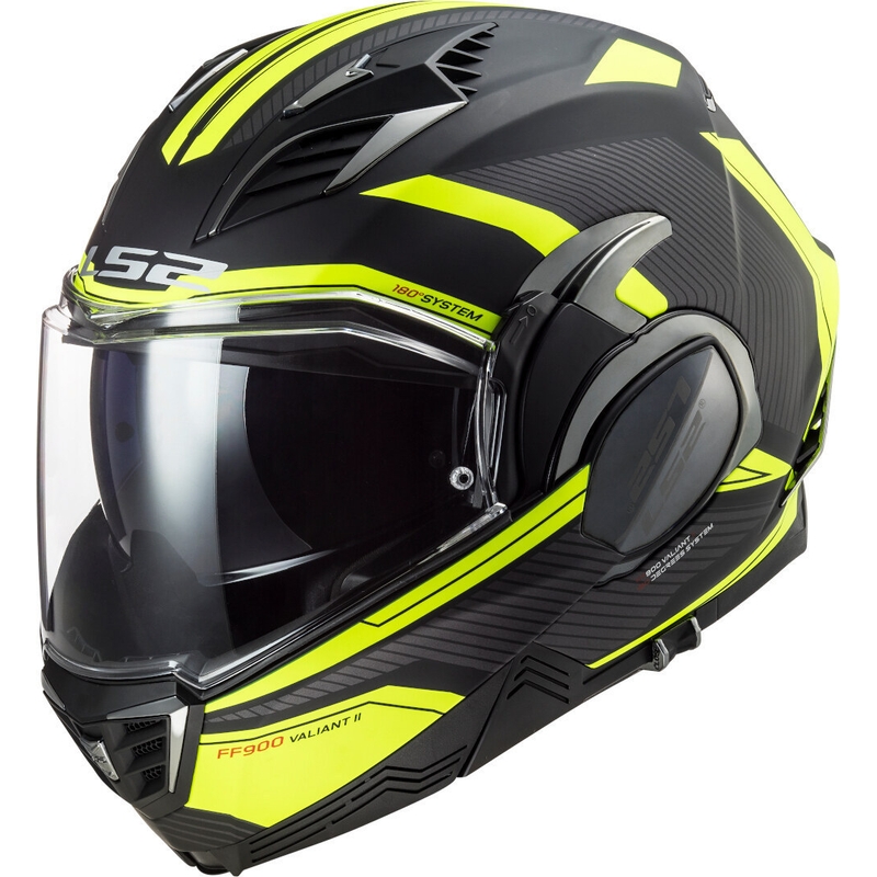 LS2 FF900 Valiant II Revo sort-fluogul sammenklappelig motorcykelhjelm