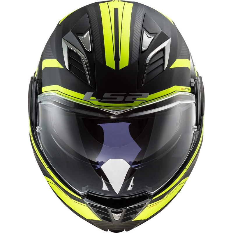 LS2 FF900 Valiant II Revo sort-fluogul sammenklappelig motorcykelhjelm