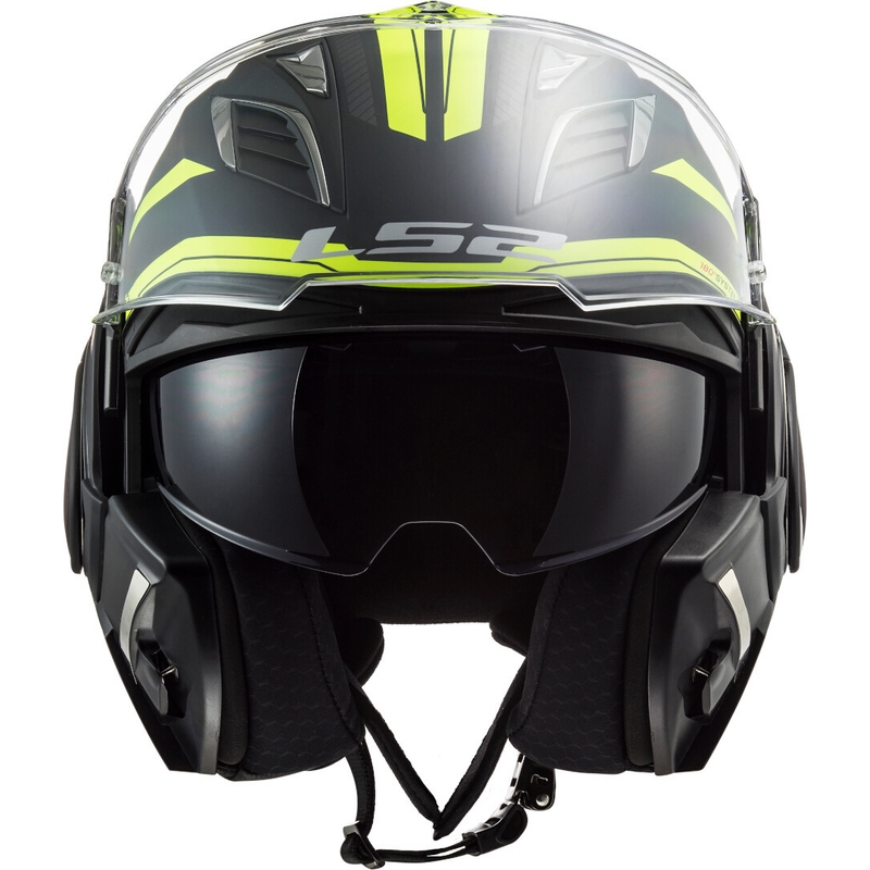 LS2 FF900 Valiant II Revo sort-fluogul sammenklappelig motorcykelhjelm