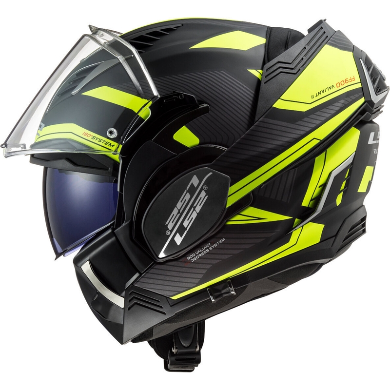 LS2 FF900 Valiant II Revo sort-fluogul sammenklappelig motorcykelhjelm