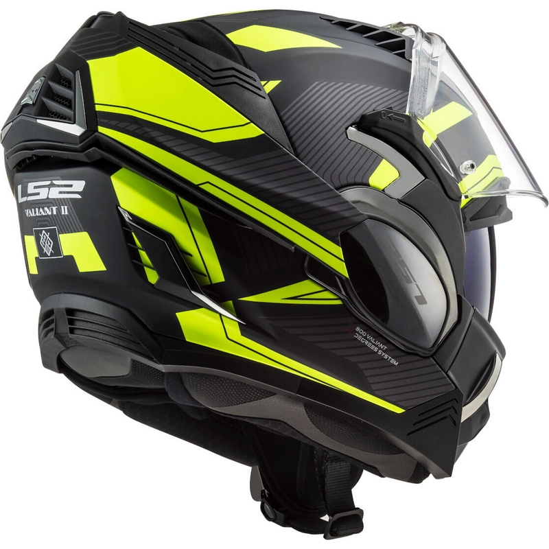LS2 FF900 Valiant II Revo sort-fluogul sammenklappelig motorcykelhjelm