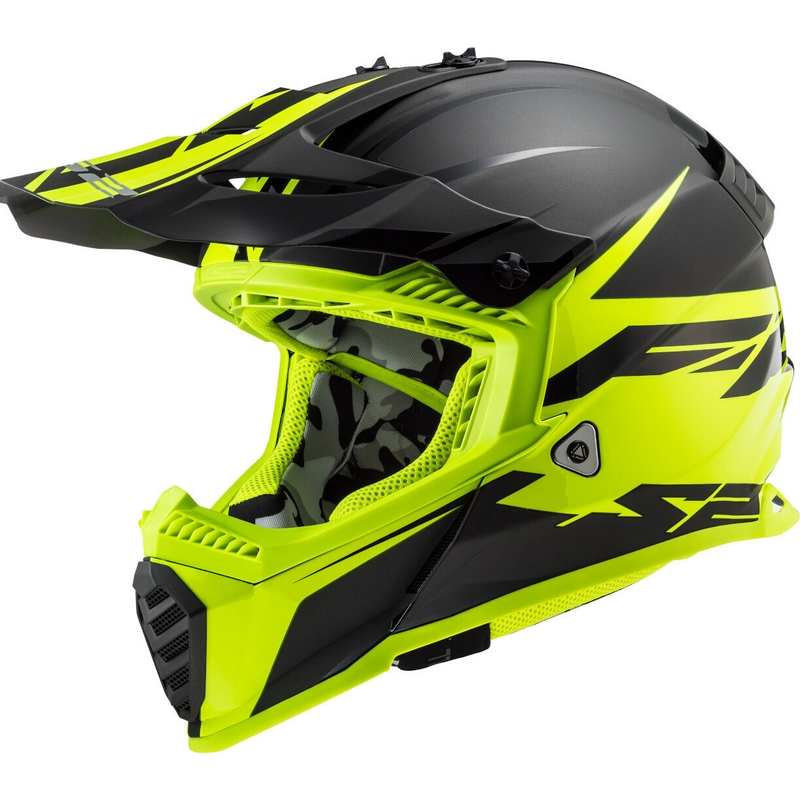 Motocrosshjelm LS2 MX437 Fast Evo Roar sort-fluogul