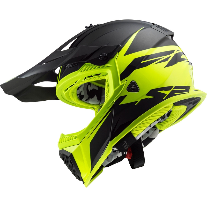 Motocrosshjelm LS2 MX437 Fast Evo Roar sort-fluogul