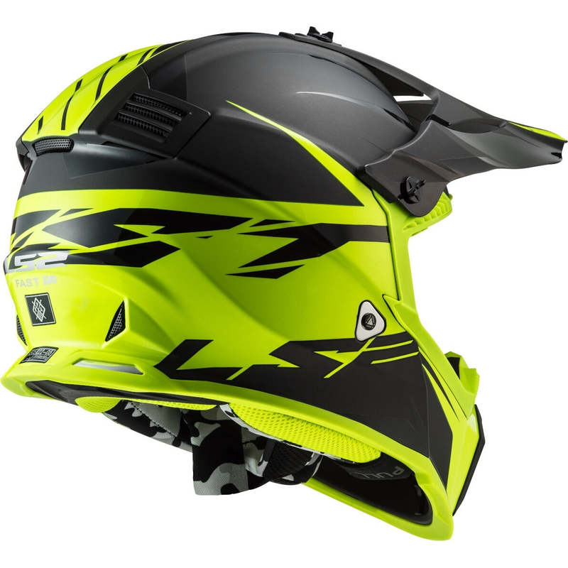 Motocrosshjelm LS2 MX437 Fast Evo Roar sort-fluogul