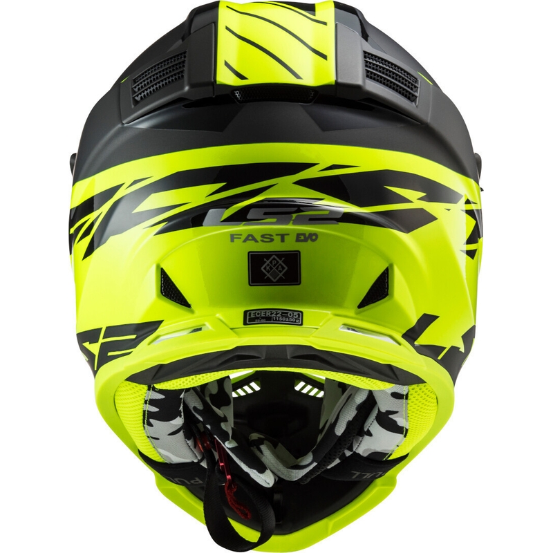 Motocrosshjelm LS2 MX437 Fast Evo Roar sort-fluogul