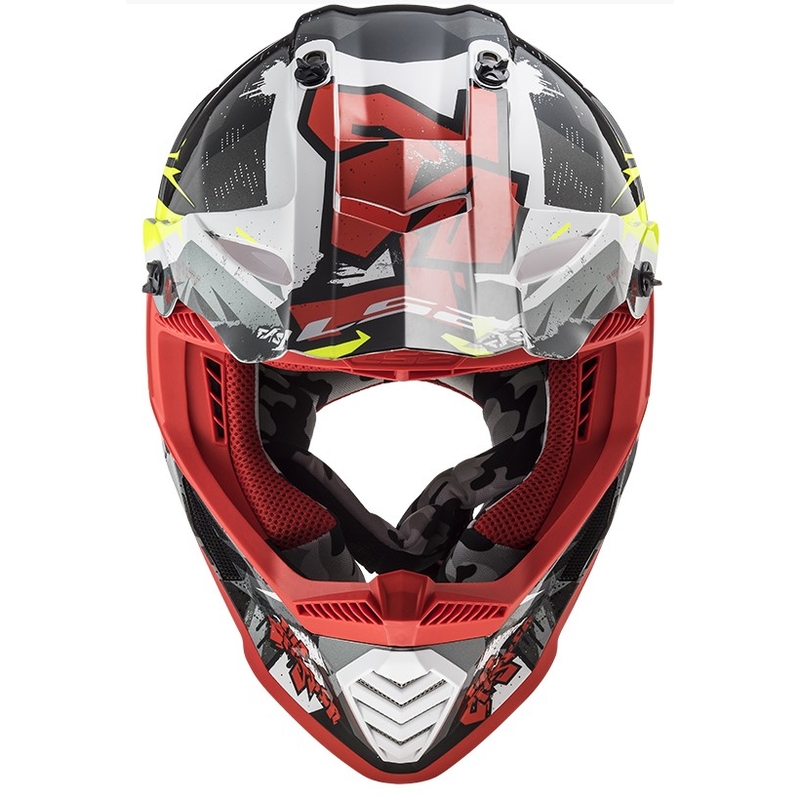 Motokrosová přilba LS2 MX437 Fast Evo Crusher černo-červeno-fluo žlutá