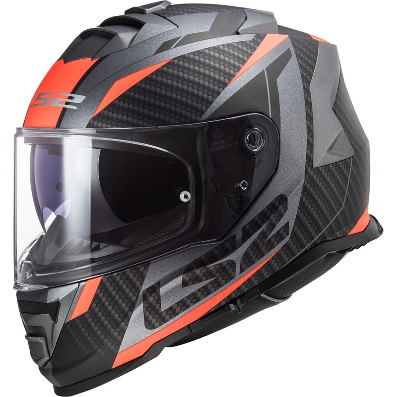 LS2 FF800 Storm Racer titanium-fluo-orange integreret motorcykelhjelm