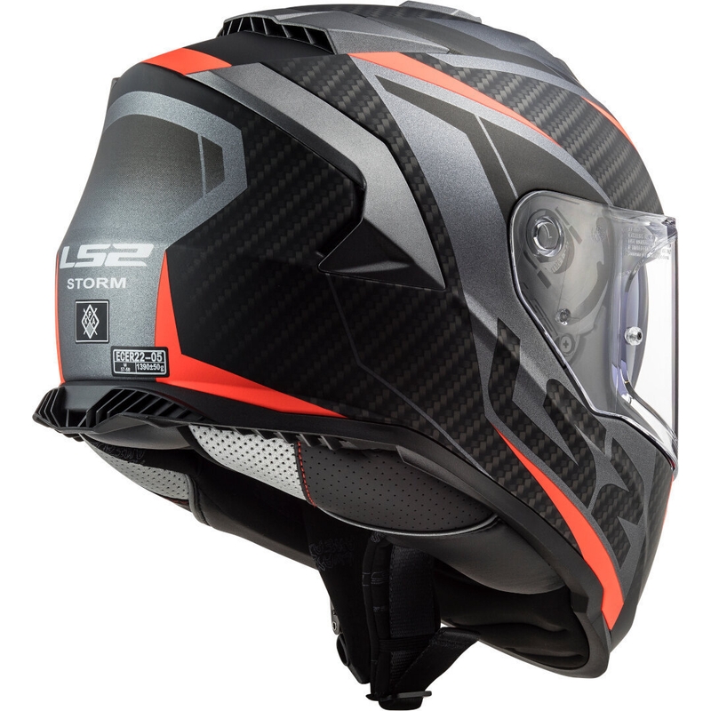 LS2 FF800 Storm Racer titanium-fluo-orange integreret motorcykelhjelm
