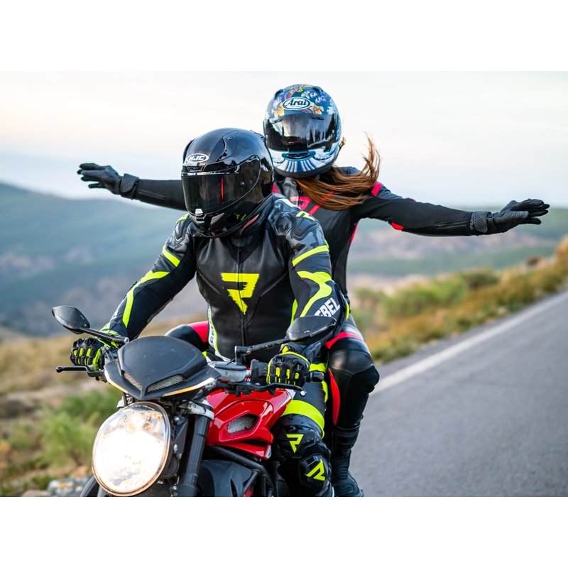 Rebelhorn Rebel Black-White-Fluo Yellow Motorcycle Coverall udsalg