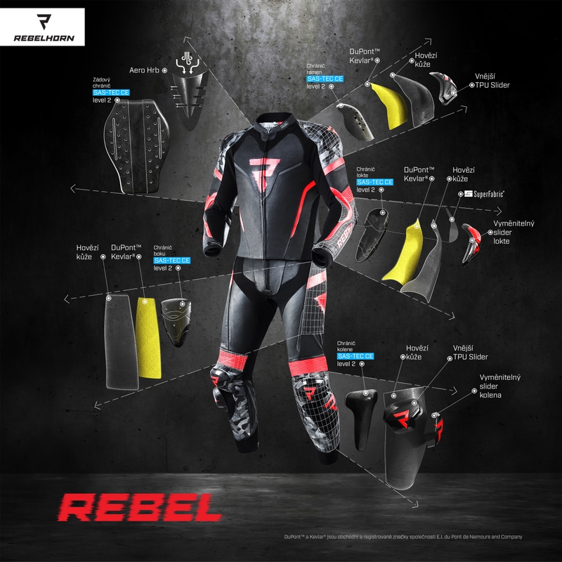 Rebelhorn Rebel Black-White-Fluo Yellow Motorcycle Coverall udsalg