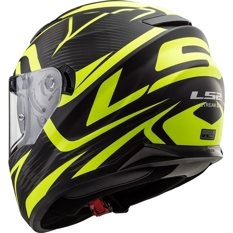 LS2 FF320 Stream Evo Jink sort-fluogul integreret motorcykelhjelm