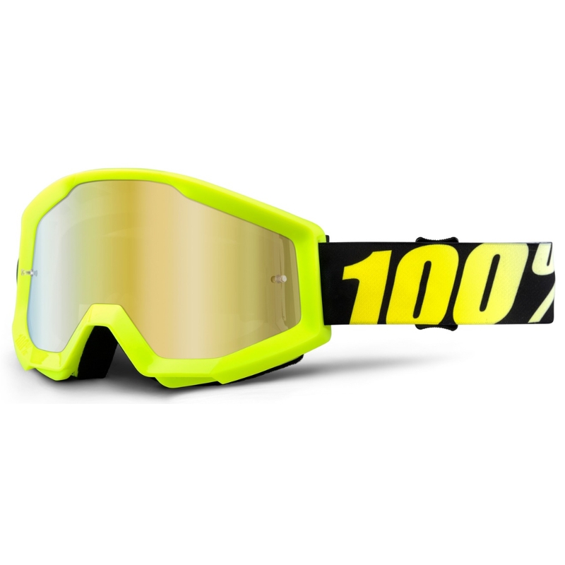Motokrosové brýle 100% Strata černo-fluo žluté (zlaté chrom plexi)
