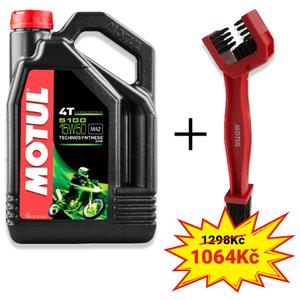 Motul 5100 Ester 15W-50 4L oliesæt + kædebørste