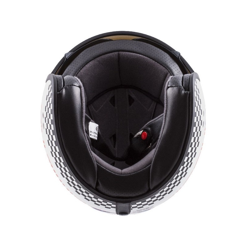 Otevřená přilba na motorku Cassida Oxygen Rondo perleťovo bílá-modro-červeno-černá